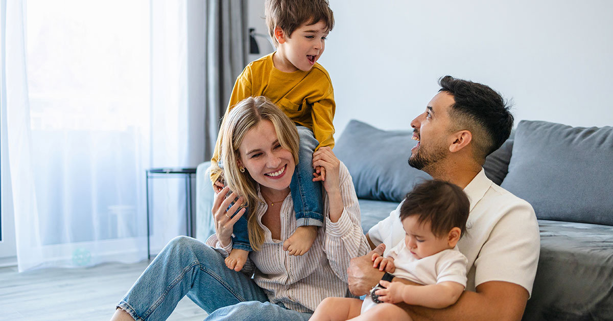 family in new home